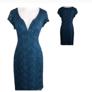 Roz & Ali Sequined Lace Cocktail Dress Woman 18